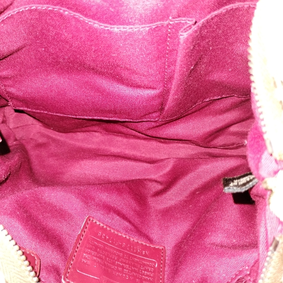 Coach Brown and Red Shoulder Bag with Signature Monogram - Picture 13 of 15